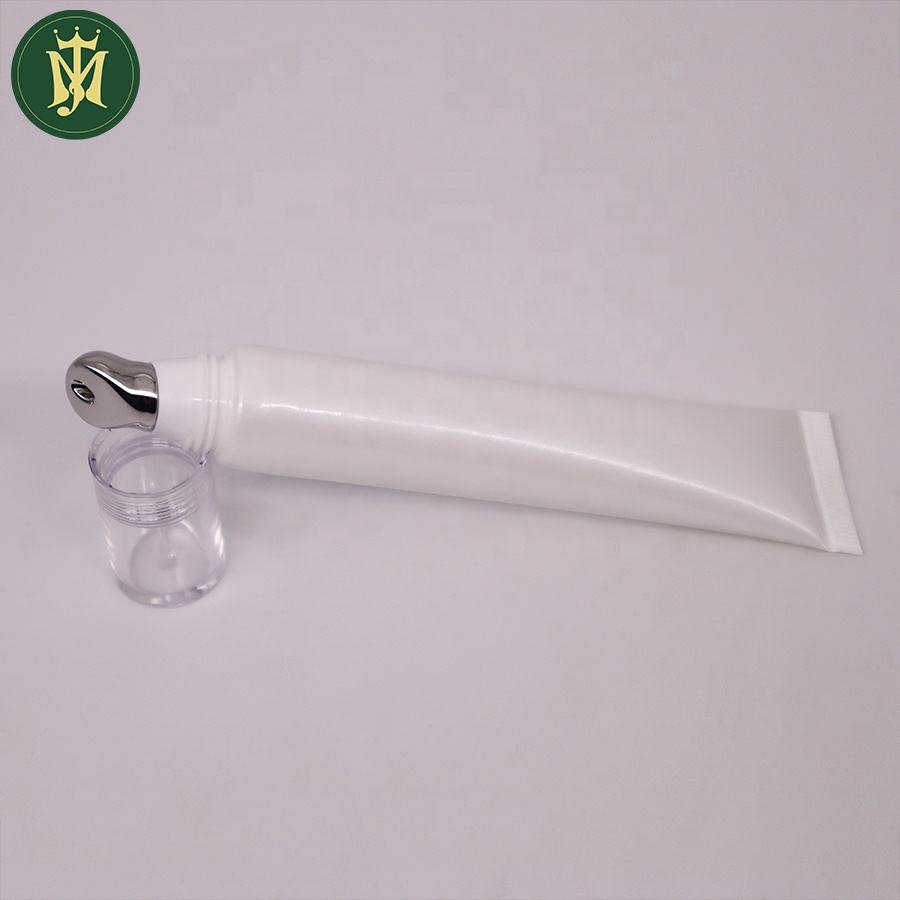 Embalaje de tubo cosmético de plástico vacío para bálsamo labial Eyecream 10ml 15ml 30ml forma redonda con aleación de zinc o tubo aplicador de cerámica