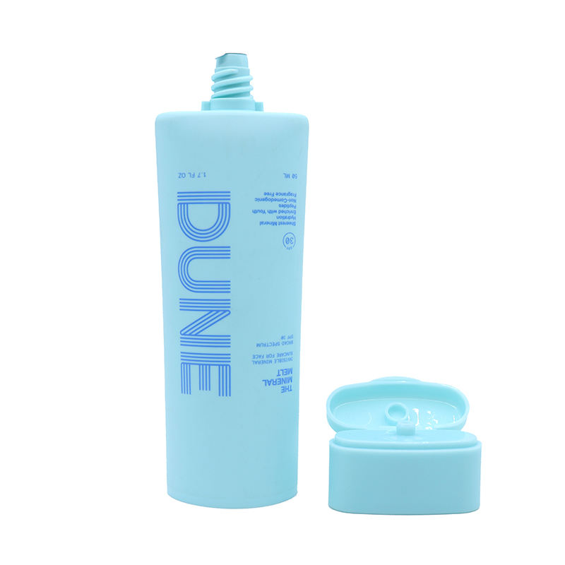 OEM 30ml 50ml Tubos de plástico PE planos ovalados con tapa abatible para protector solar BB Cream Foundation Crema facial Envase cosmético para apretar