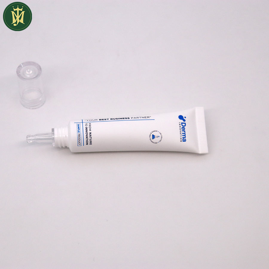 Tubos de plástico PETG transparentes personalizados, cubierta de gota de boca larga para crema cosmética para ojos, protector solar de esencia, 10ml-30ml