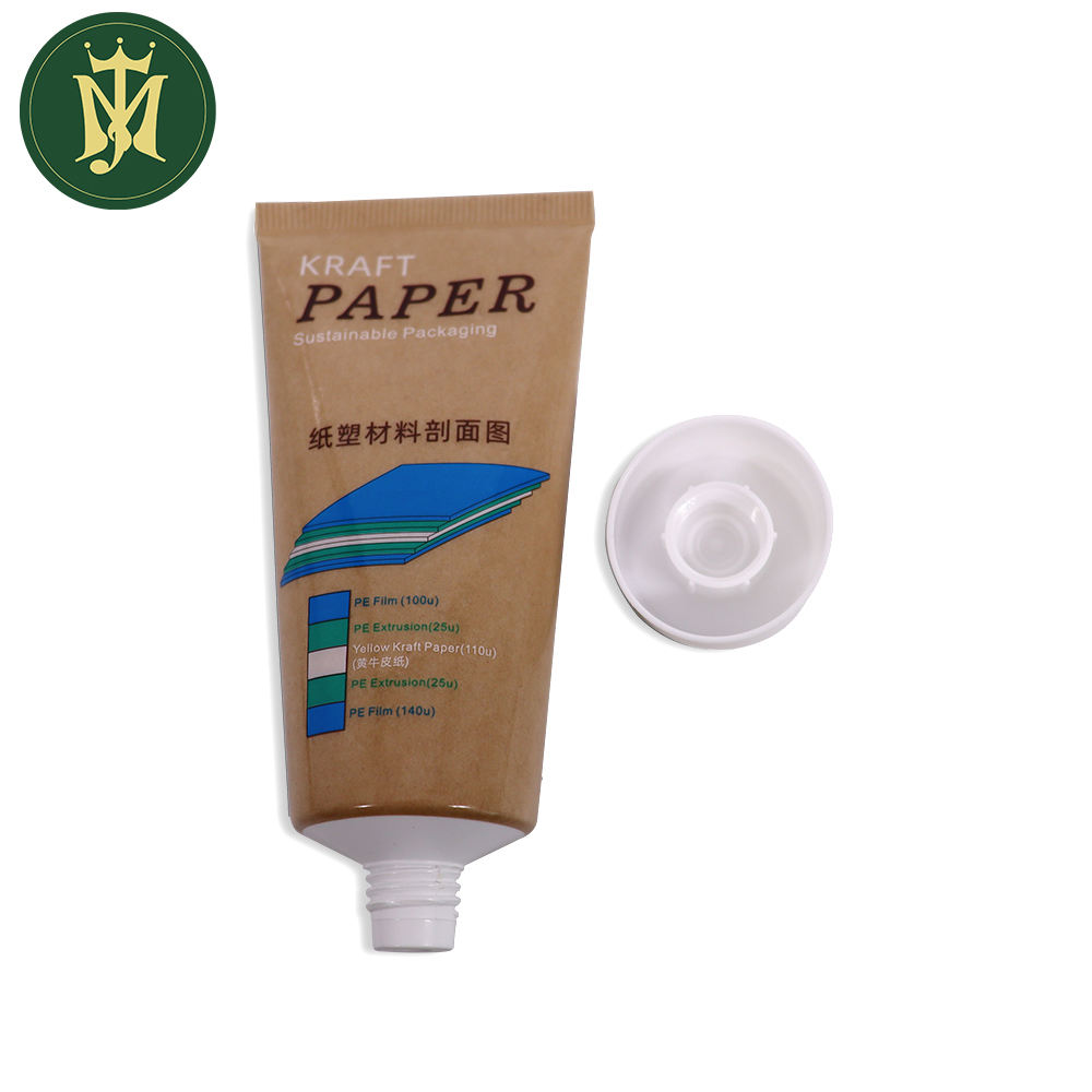 Embalaje de reciclaje ecológico, protección solar, crema de manos en tubo de plástico biodegradable, tubo prensado de papel Kraft