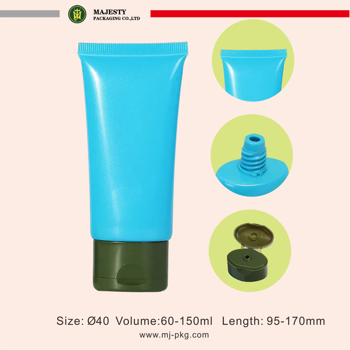 Tubo suave para el cuidado de la piel, envase de plástico, respetuoso con el medio ambiente, cosmético, tubo suave ovalado para crema de manos y cuidado de la piel con tapa abatible