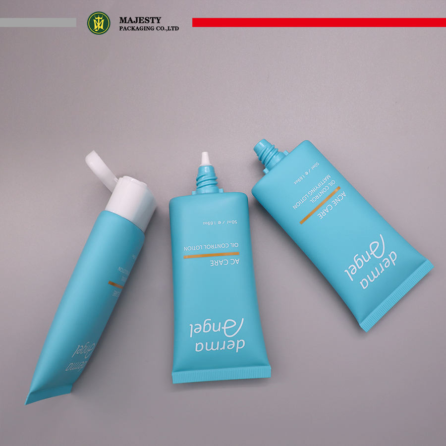 Tubo de plástico cosmético con tapa abatible para crema facial, embalaje de tubo de protección solar BB impreso con pantalla para el cuidado de la piel