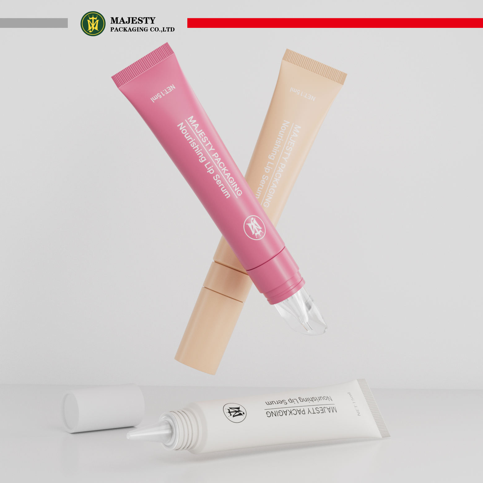 Tubos de compresión de brillo de labios personalizados de 10 ml y 15 ml Envases de brillo de labios Tubo suave de plástico Tubo de plástico personalizado para el cuidado de los labios