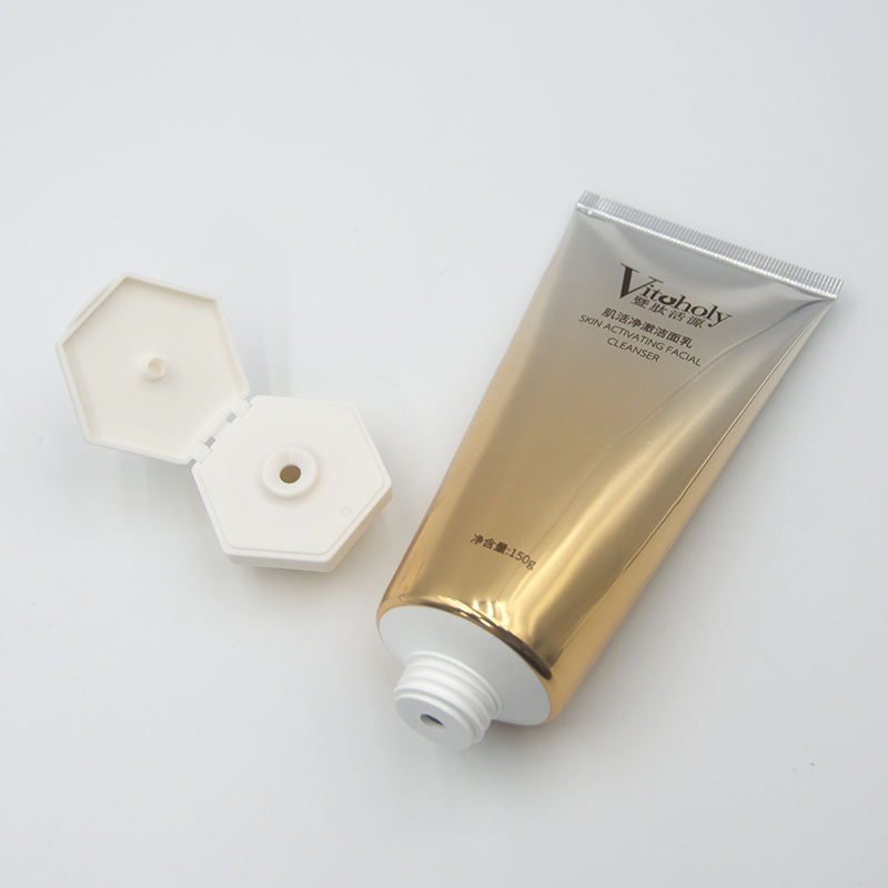 Embalaje con tapa abatible de tubo exprimidor de plástico de aluminio laminado BB Cream impreso personalizado con logotipo para loción protectora solar para el cuidado de los labios