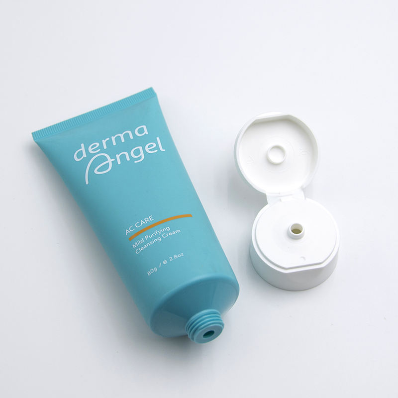 Tubo exprimidor de plástico blando hecho a medida para cosméticos, crema de manos, limpiador facial, protector solar, diseño con tapa abatible