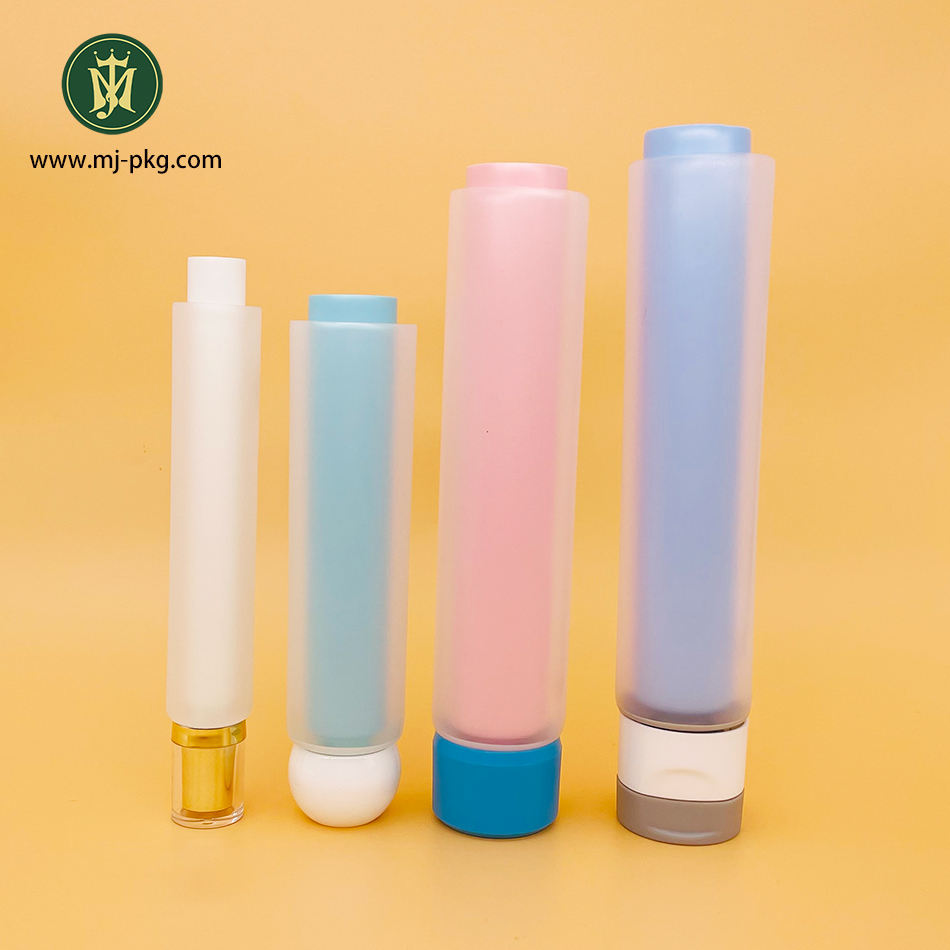 Tubo suave de plástico de doble cámara de PE de 50-70ml para loción corporal y crema para ojos, contenedor de cosméticos con serigrafía