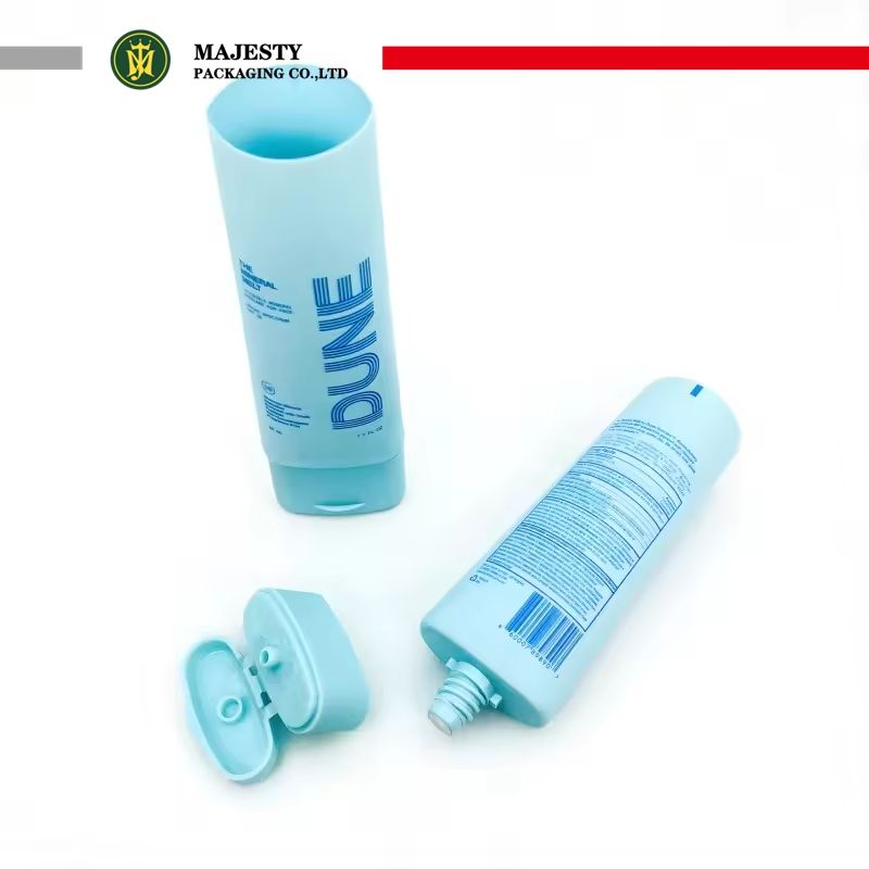 Tapa superior ovalada personalizada, tubo de compresión suave de PE, tapa superior abatible, crema, limpiador Facial, protector solar, loción corporal para cosméticos