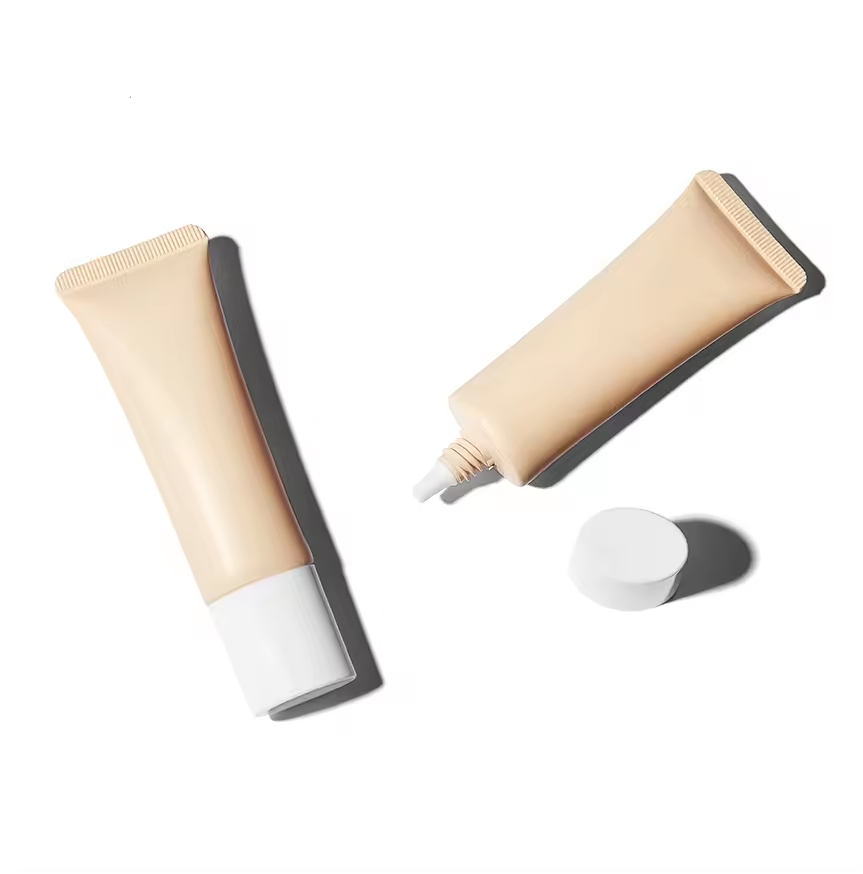 Tubo de PE personalizado de 10-40ml y 5 capas, tubos de PE vacíos de tacto suave, base de protección solar, cuidado facial, contenedor de tubo con boquilla larga