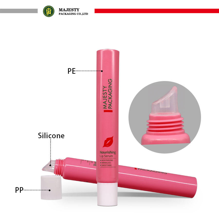Tubos plásticos cosméticos modificados para requisitos particulares del brillo de labios del lápiz labial del aplicador del silicón de 19m m 15ml 20ml del apretón