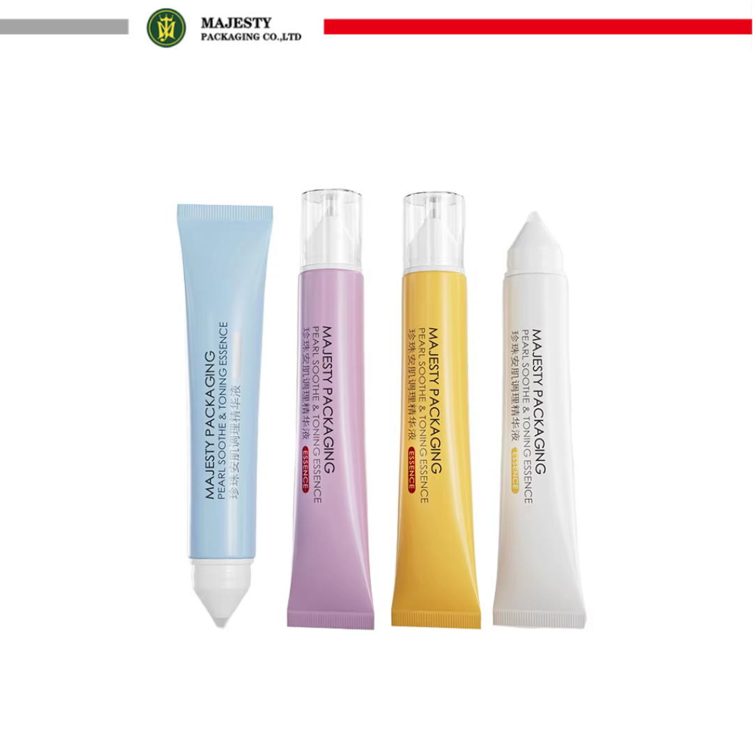 Tubo de plástico para crema para ojos con aplicador puntiagudo, embalaje cosmético de plástico para el cuidado de la piel, embalaje de tubo personalizado de 10ml, 20ml y 30ml