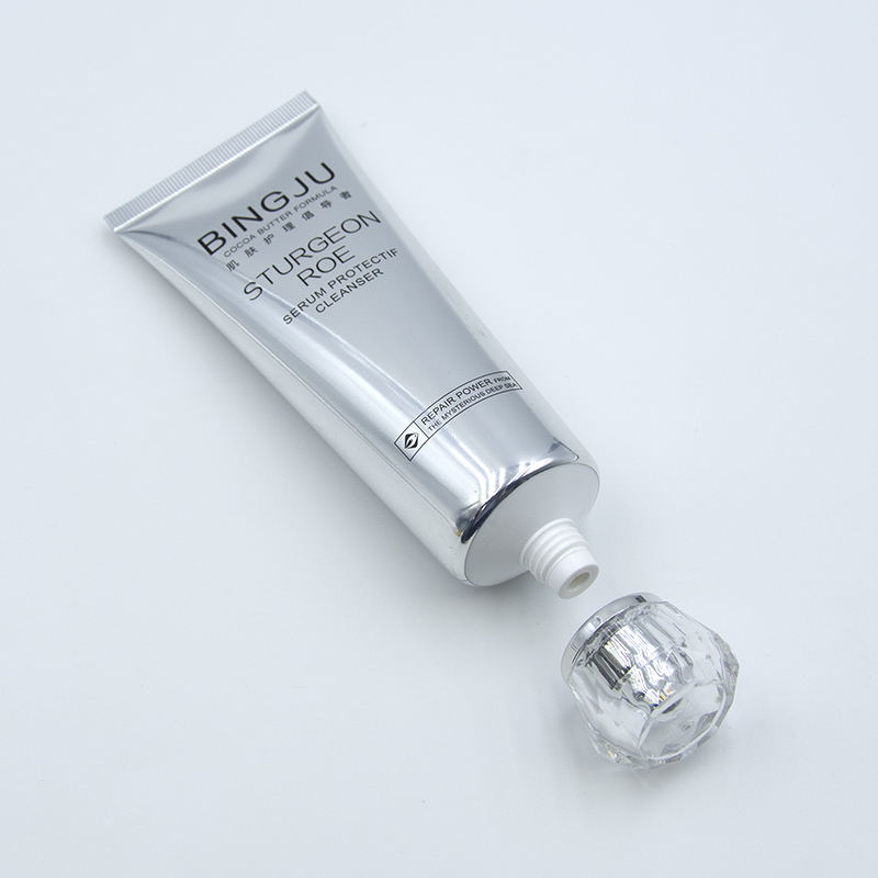 Custom120ML, embalaje de tubo de plástico PE suave vacío impreso, estampado en caliente, manipulación de superficies, envases para embalaje de loción limpiadora Facial