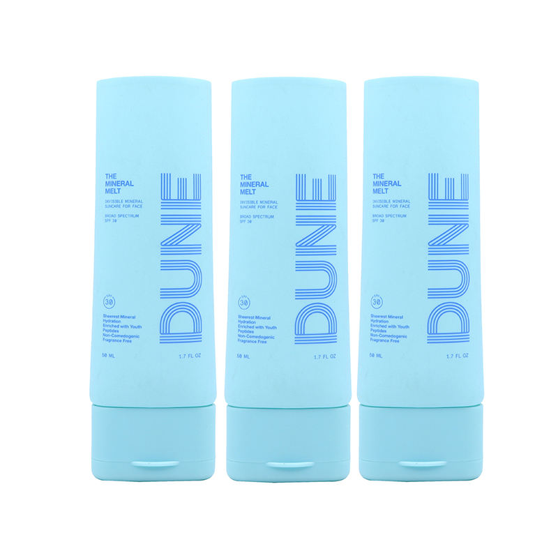 OEM 30ml 50ml Tubos de plástico PE planos ovalados con tapa abatible para protector solar BB Cream Foundation Crema facial Envase cosmético para apretar