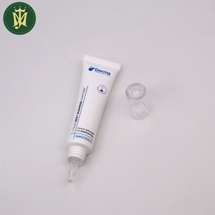 Tubos de plástico PETG transparentes personalizados, cubierta de gota de boca larga para crema cosmética para ojos, protector solar de esencia, 10ml-30ml
