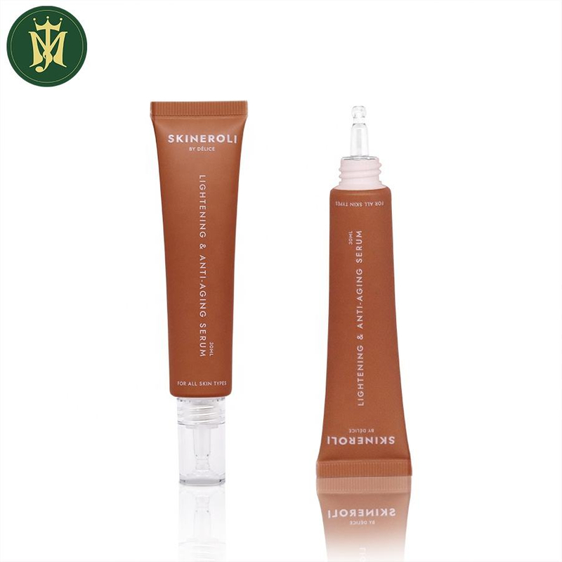 Tubos de plástico PETG transparentes personalizados de 10 ml-30 ml con impresión Offset de cubierta de boca larga para esencia de crema cosmética para ojos