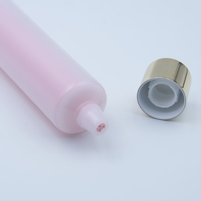 Tubo de compresión suave transparente personalizado de doble cámara, embalaje extruido de PE doble, crema para el cuidado de la piel, protector solar facial, loción para ojos