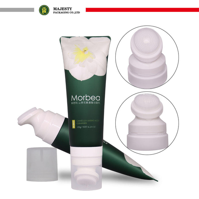 Tubo de limpiador facial personalizado, aplicador de silicona para apretar, tubo de plástico, embalaje cosmético, tubo suave para masaje