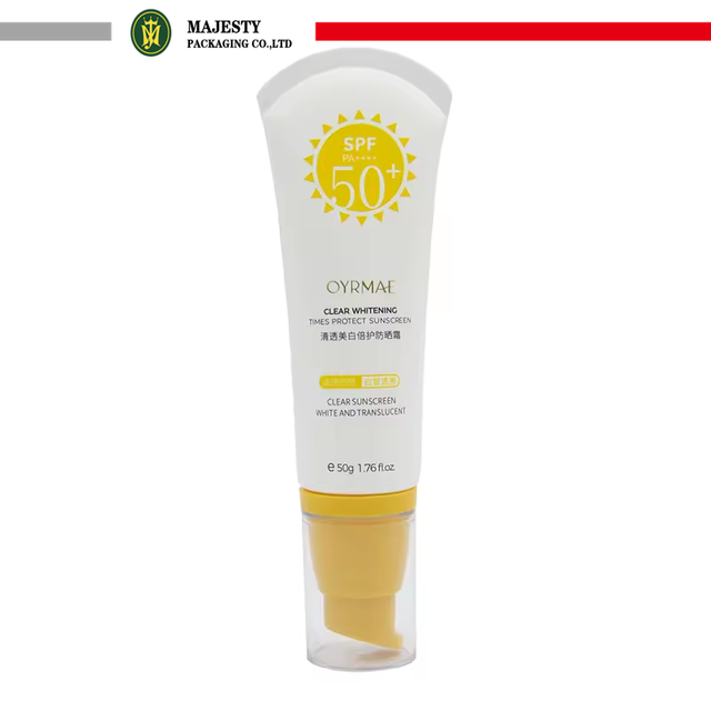 Precio directo de fábrica, cabezal de bomba de 50ml, protector solar, tubo vacío personalizable para loción corporal y crema BB, uso cosmético