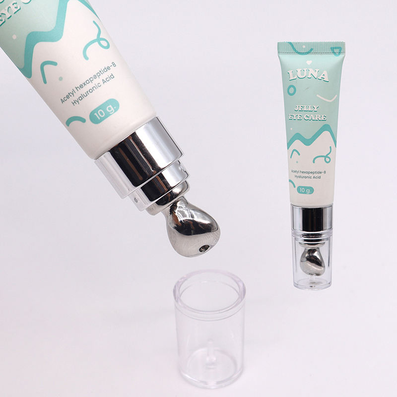 Tubo exprimidor cosmético OEM, plástico PE de 10ml-25ml con bola de aleación de zinc, cuidado de la piel, crema para ojos, suero, brillo labial, embalaje de crema de masaje