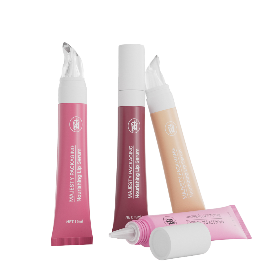 Tubos de compresión de brillo de labios personalizados de 10 ml y 15 ml Envases de brillo de labios Tubo suave de plástico Tubo de plástico personalizado para el cuidado de los labios