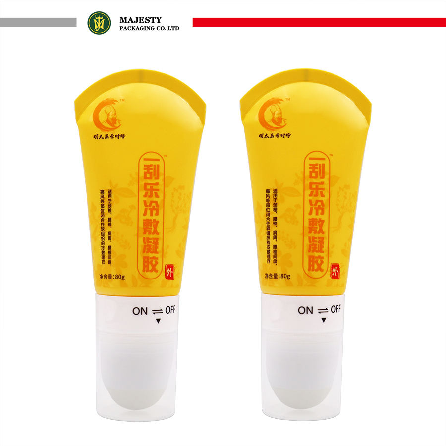 Rollo de tubo de plástico cosmético en tubos con aplicador de bola única grande, plástico para uso en cuidado personal