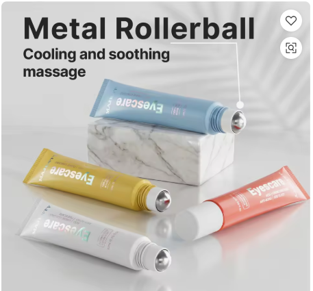 Tubo de crema para ojos Rollerball de Metal, tubo suave de plástico vacío para apretar, aplicador de masaje refrescante de esencia de suero para ojos